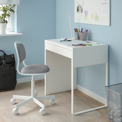 ÖRFJÄLL Silla para escritorio infantil, blanco/Vissle gris claro