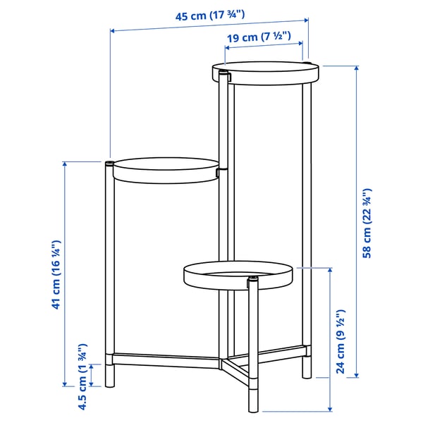 OLIVBLAD Pedestal para plantas, int/ext negro, 58 cm