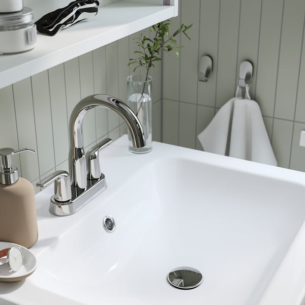 ORRSJÖN Lavabo con trampa de agua, blanco Monomando de 4", 63.6x55.3 cm