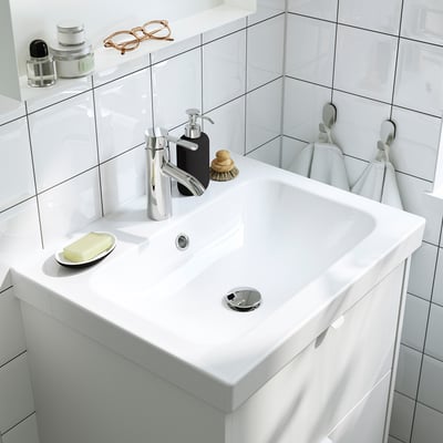 ORRSJÖN Lavabo con trampa de agua, blanco, 63.6x55.3 cm