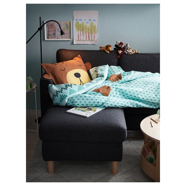 PÄRUP Sofá 3 plazas con chaise, Gunnared gris oscuro