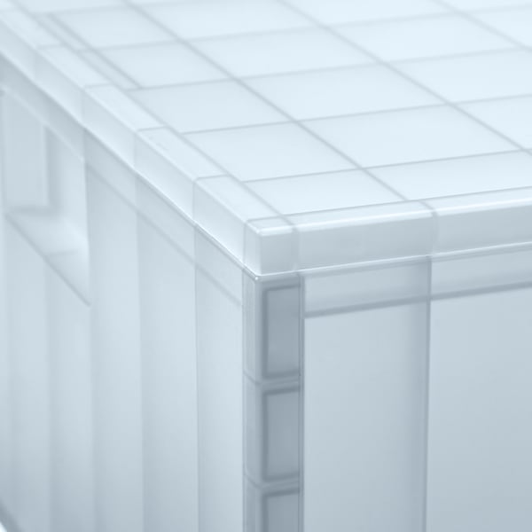 PANSARTAX Caja para almacenaje con tapa, Transparente azul grisáceo, 33x33x16.5 cm