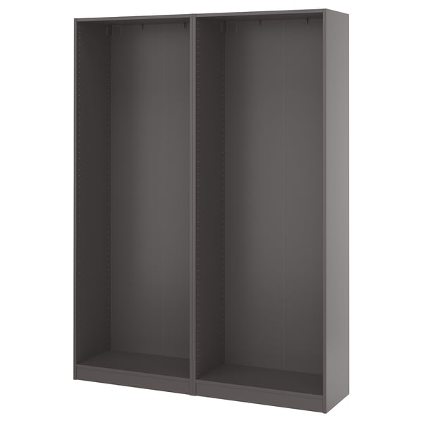 PAX 2 estructuras de clóset, gris oscuro, 150x35x201 cm