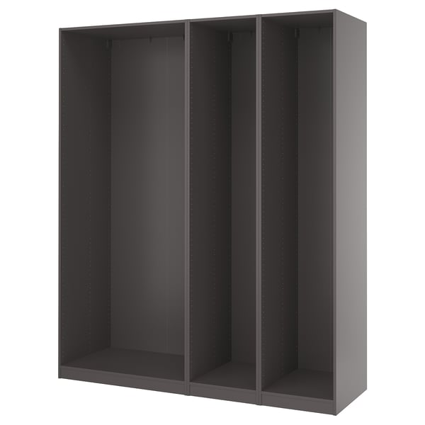 PAX 3 estructuras de clóset, gris oscuro, 200x58x236 cm