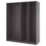 PAX 3 estructuras de clóset, gris oscuro, 200x58x236 cm