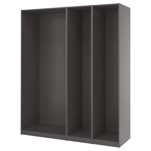 PAX 3 estructuras de clóset, gris oscuro, 200x58x236 cm