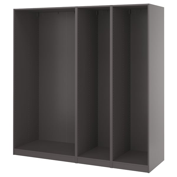 PAX 3 estructuras de clóset, gris oscuro, 200x58x201 cm