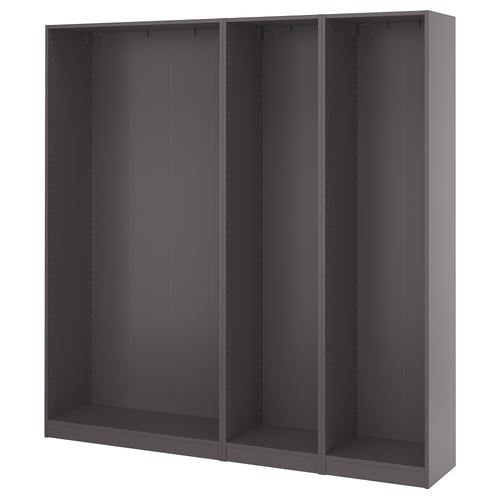 PAX 3 estructuras de clóset, gris oscuro, 200x35x201 cm