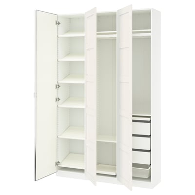 PAX / BERGSBO/ÅHEIM Combinación de clóset, blanco/espejo, 150x38x236 cm