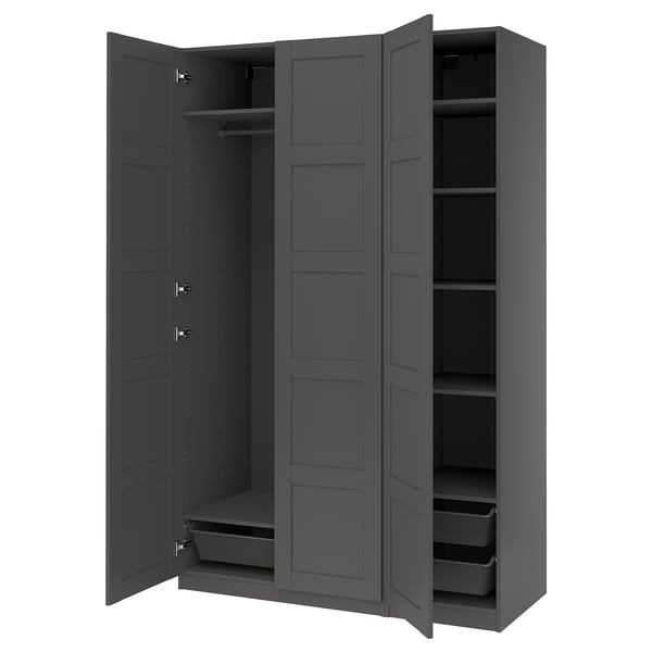 PAX / BERGSBO Combinación de clóset, gris oscuro, 150x60x236 cm