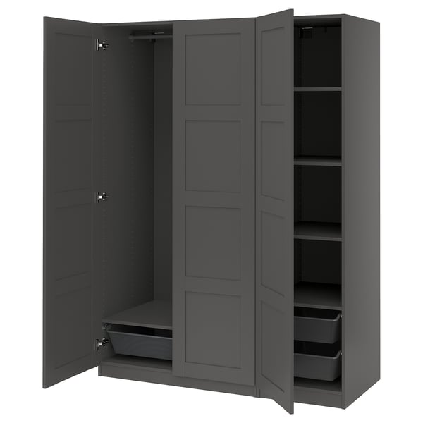 PAX / BERGSBO Combinación de clóset, gris oscuro, 150x60x201 cm