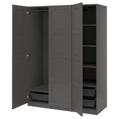 PAX / BERGSBO Combinación de clóset, gris oscuro, 150x60x201 cm