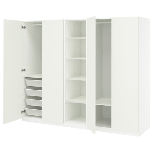 PAX / FORSAND Combinación de clóset, blanco/blanco, 250x60x201 cm