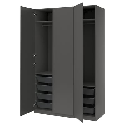 PAX / FORSAND Combinación de clóset, gris oscuro/gris oscuro, 150x60x236 cm