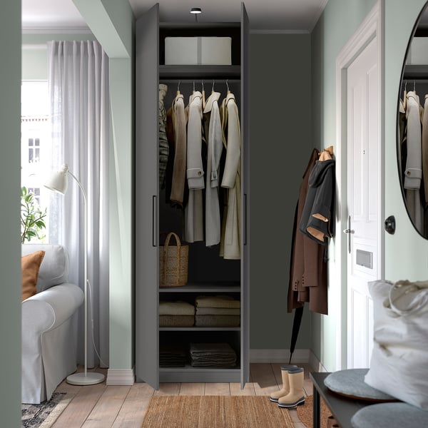 PAX / FORSAND Combinación de clóset, gris oscuro/gris oscuro, 75x60x236 cm