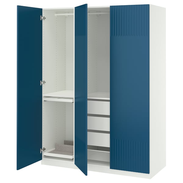 PAX / FYRUDDEN Combinación de clóset, blanco/azul, 150x60x201 cm
