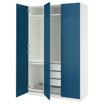 PAX / FYRUDDEN Combinación de clóset, blanco/azul, 150x60x236 cm