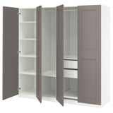 PAX / GRIMO Combinación de clóset, blanco/gris, 200x60x201 cm