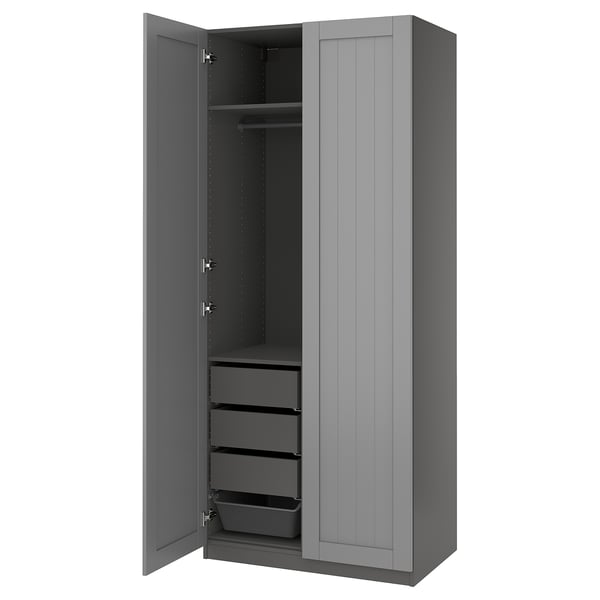 PAX / GULLABERG Combinación de clóset, gris oscuro/gris, 100x60x236 cm