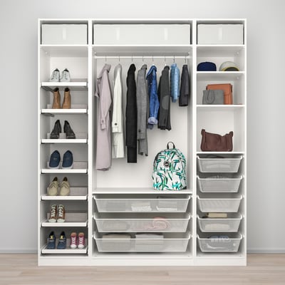 PAX / REINSVOLL Combinación de clóset, blanco/beige grisáceo, 200x60x236 cm