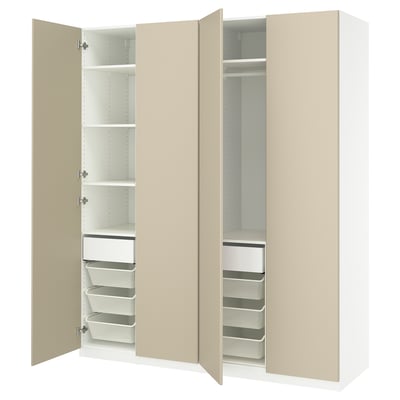 PAX / REINSVOLL Combinación de clóset, blanco/beige grisáceo, 200x60x236 cm