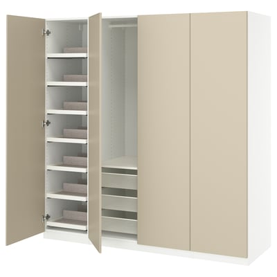 PAX / REINSVOLL Combinación de clóset, blanco/beige grisáceo, 200x60x201 cm