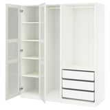 PAX / TYSSEDAL Clóset, blanco/vidrio blanco, 175x60x201 cm