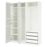 PAX / TYSSEDAL Clóset, blanco/vidrio blanco, 175x58x236 cm