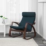 POÄNG Silla mecedora, café/Hillared azul oscuro