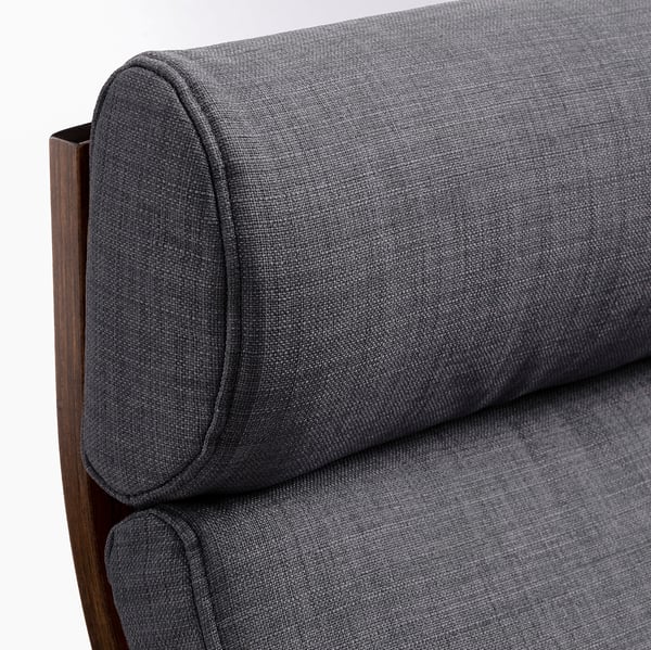 POÄNG Silla mecedora, café/Skiftebo gris oscuro
