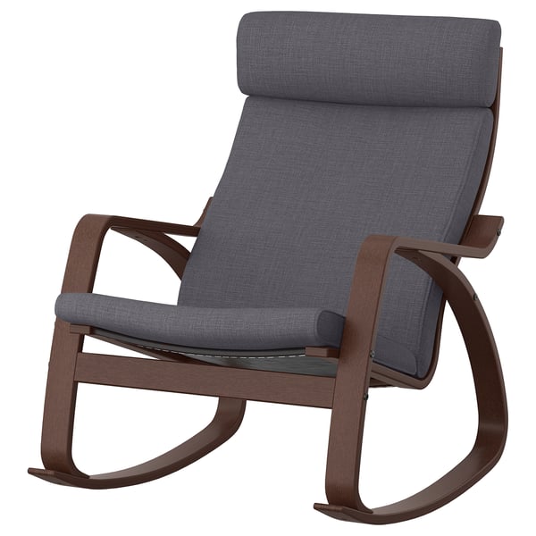 POÄNG Silla mecedora, café/Skiftebo gris oscuro