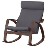 POÄNG Silla mecedora, café/Skiftebo gris oscuro