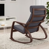 POÄNG Silla mecedora, café/Skiftebo gris oscuro