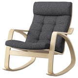 POÄNG Silla mecedora, chapa abedul/Gunnared gris oscuro
