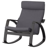 POÄNG Silla mecedora, negro-café/Skiftebo gris oscuro