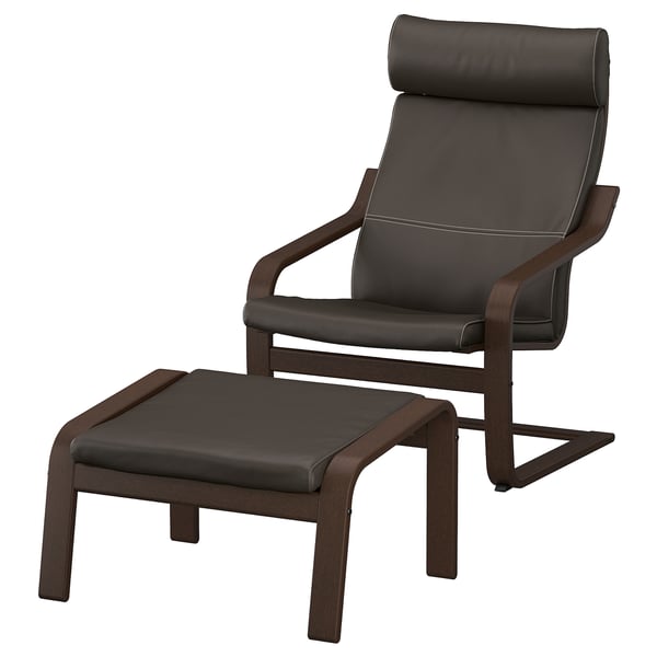POÄNG Sillón y reposapiés, café/Glose café oscuro