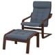 POÄNG Sillón y reposapiés, café/Gunnared azul