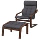 POÄNG Sillón y reposapiés, café/Gunnared gris oscuro