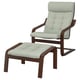 POÄNG Sillón y reposapiés, café/Gunnared Verde claro