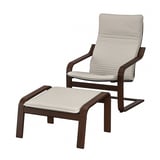 POÄNG Sillón y reposapiés, café/Knisa beige claro