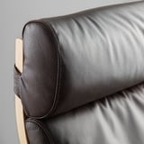 POÄNG Sillón y reposapiés, chapa abedul/Glose café oscuro