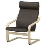 POÄNG Sillón y reposapiés, chapa abedul/Glose café oscuro