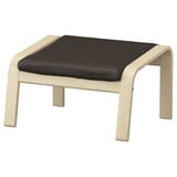 POÄNG Sillón y reposapiés, chapa abedul/Glose café oscuro