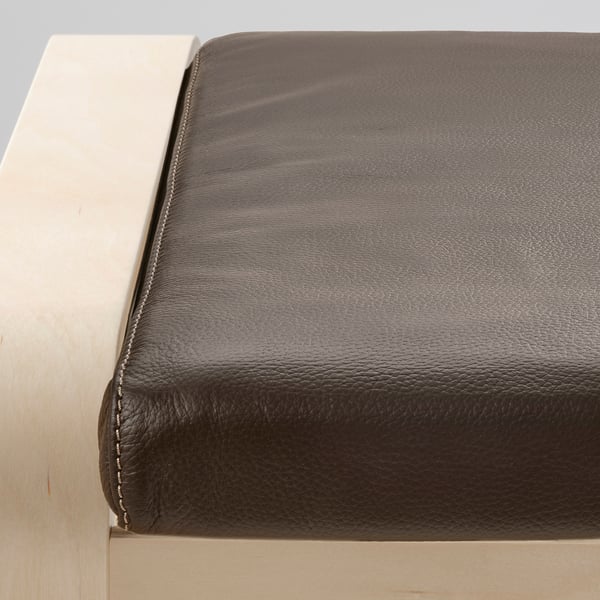 POÄNG Taburete, chapa abedul/Glose café oscuro