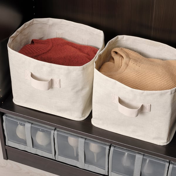 PURRPINGLA Canasta para almacenaje, textil/beige, 30x25x25 cm - IKEA