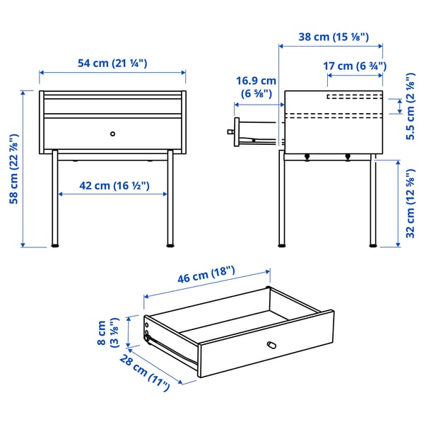 RÅDMANSÖ Muebles para recámara, 3 piezas, café efecto nogal, King