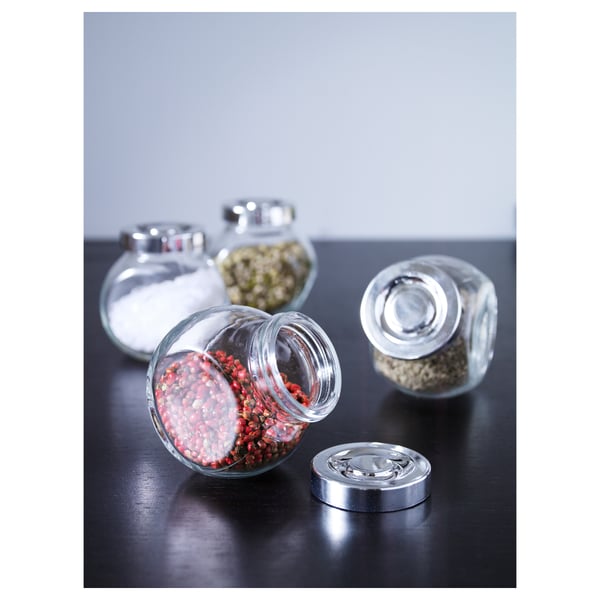 RAJTAN Tarro para especias, vidrio/color aluminio, 15 cl