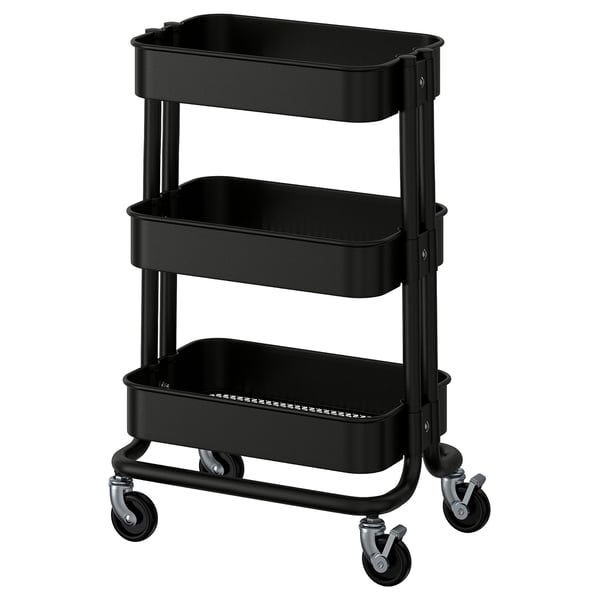 RÅSKOG Carrito, negro, 28x38x61 cm