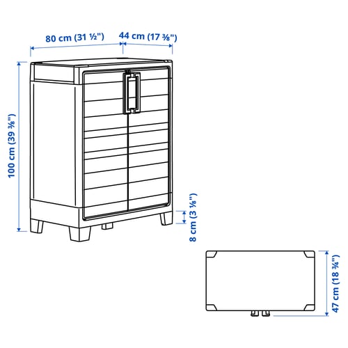 RUNMARÖ Gabinete con puertas, gris oscuro interior/exterior, 80x44x100 cm