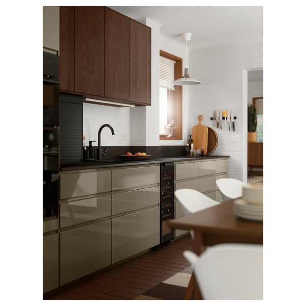 RUNSBÄCK Panel de pared, negro/marrón mate efecto mármol/porcelana de alta presión, 1 m²x2.0 cm